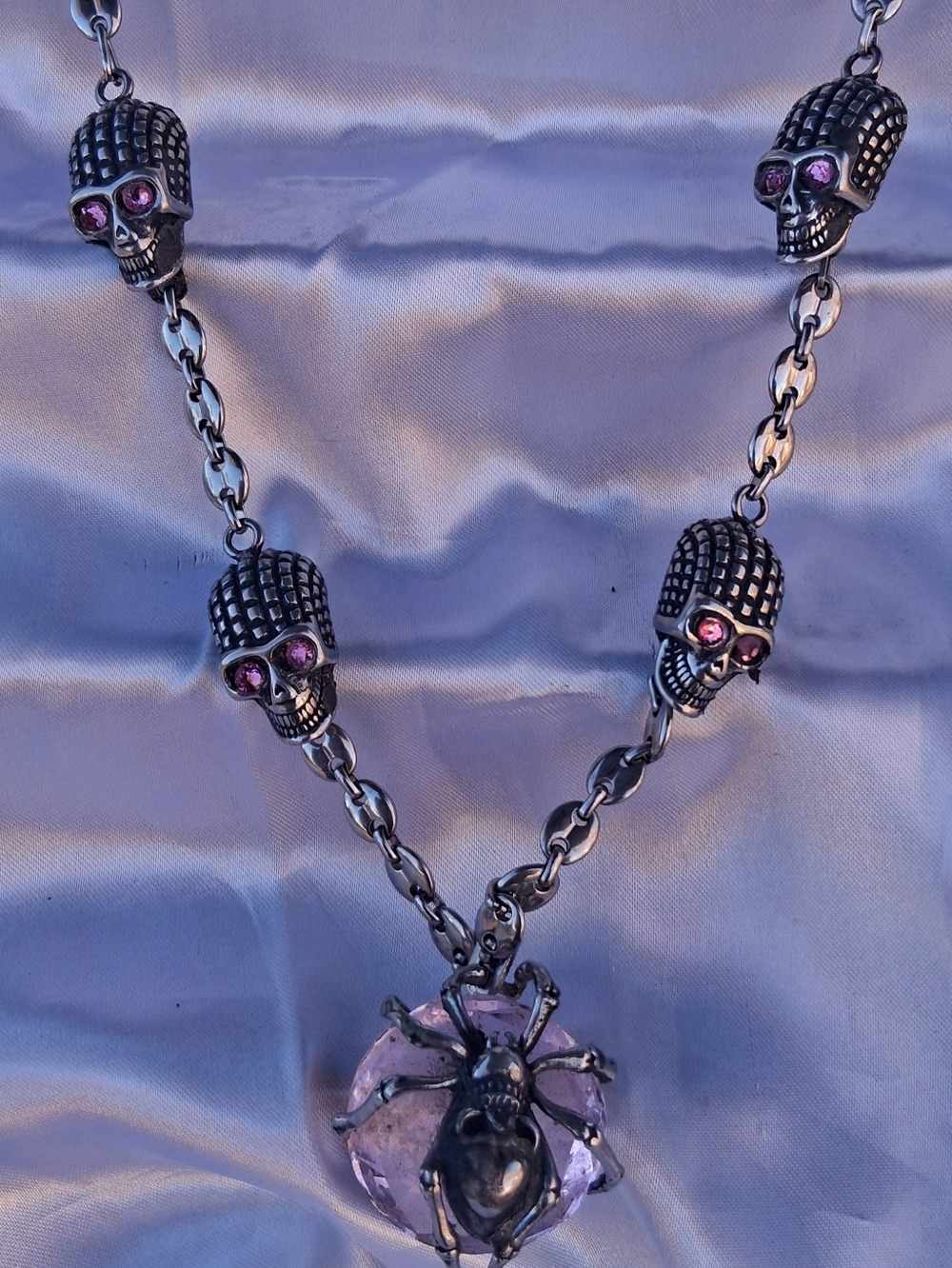 "Pink Champagne" Spider Claw Crystal Pendant Necklace - Pink Glass Stone